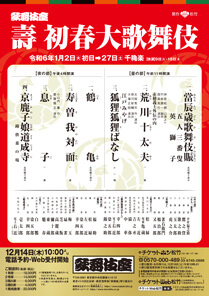 【歌舞伎座】「壽 初春大歌舞伎」公演情報を掲載しました